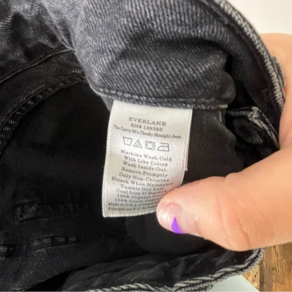 Everlane Black Curvy 90s Cheeky Straight Jeans Size 30 High Rise - Picture 7 of 7
